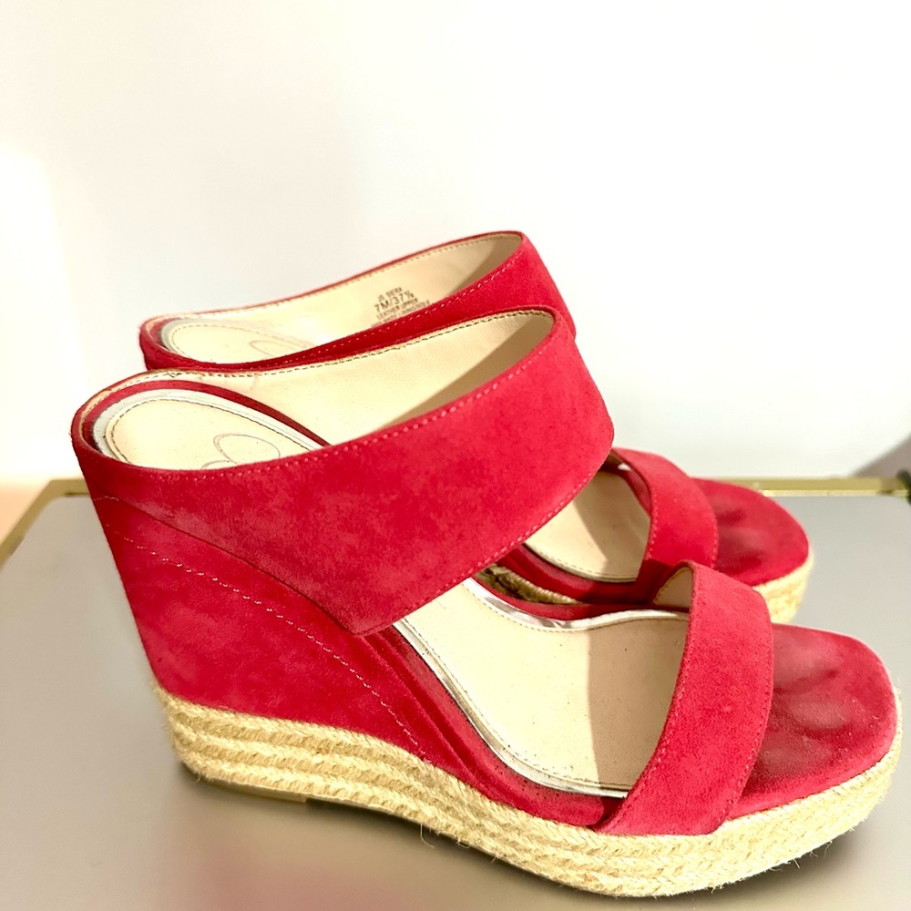 Stylish Red Wedge Sandals